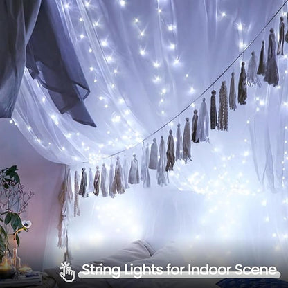 4 Pack Christmas String Lights Battery Operated with Timer, 66FT 200 LED Waterproof Battery Twinkle Lights, 8 Modes Fairy Light for Indoor & Outdoor Garland Tree Christmas Decorations (Cool White)