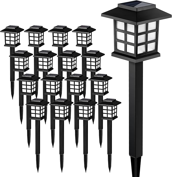Cold White Solar Pathway Lights 16-Pack, Yard LED