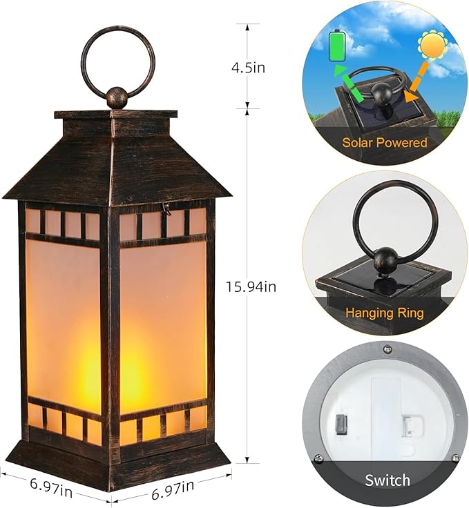 Garden Solar Patio Lanterns, Elegant Waterproof LED