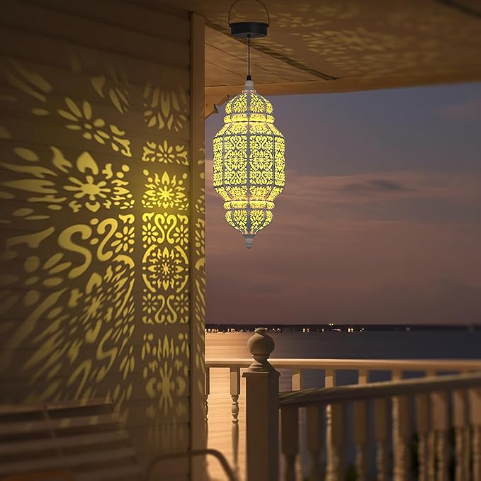 Solar Moroccan Hanging Pendant Lantern, Waterproof