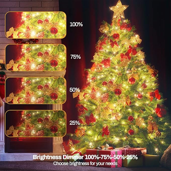 33ft 100 LED Warm White to Multicolor Battery Operated Christmas Tree Lights 8 Modes String Lights Indoor Outdoor for Christmas Tree Halloween Holiday Party Bedroom Classroom Decoration