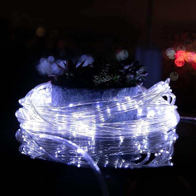 Pure White Christmas Lights, 72ft LED Timer