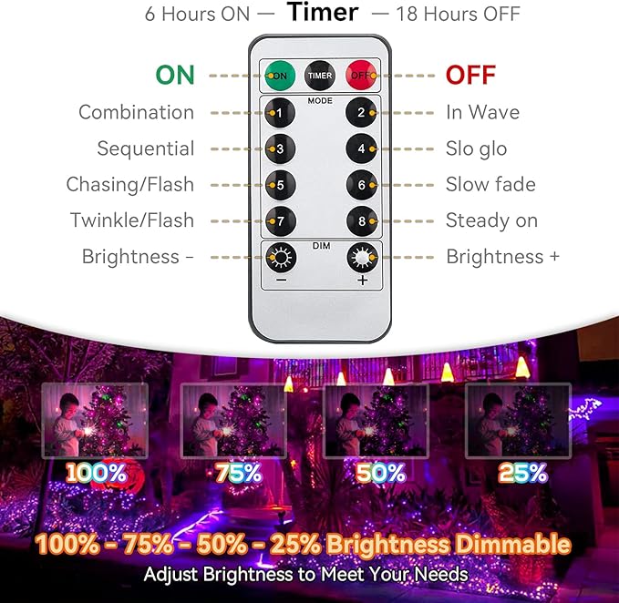 Christmas LED String Lights, Waterproof Timer Lights