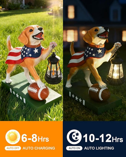 Solar Dog Garden Statue with Lantern - Unique Gifts for Women Mom Grandma, Sculpture Outdoor Decor for Patio, Porch, Yard, Lawn, Balcony