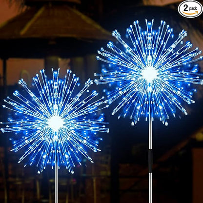 JJGoo Solar Firework Lights, 2 Pack 180 LEDs 2 Lighting Modes Solar Lights Outdoor Waterproof for Garden Patio Walkway Pathway Party Wedding Christmas Decorative -Blue