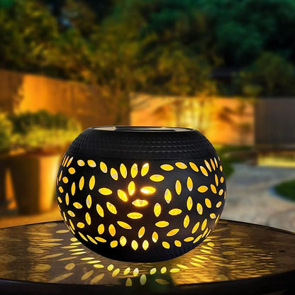 Solar Lantern Outdoor Patio Decor - Solar Lanterns Outdoor Waterproof,Hollow Out Retro Metal Table Lights,Yard Porch Garden Balcony Desk Bedroom Tabletop Decorations Indoor Outside