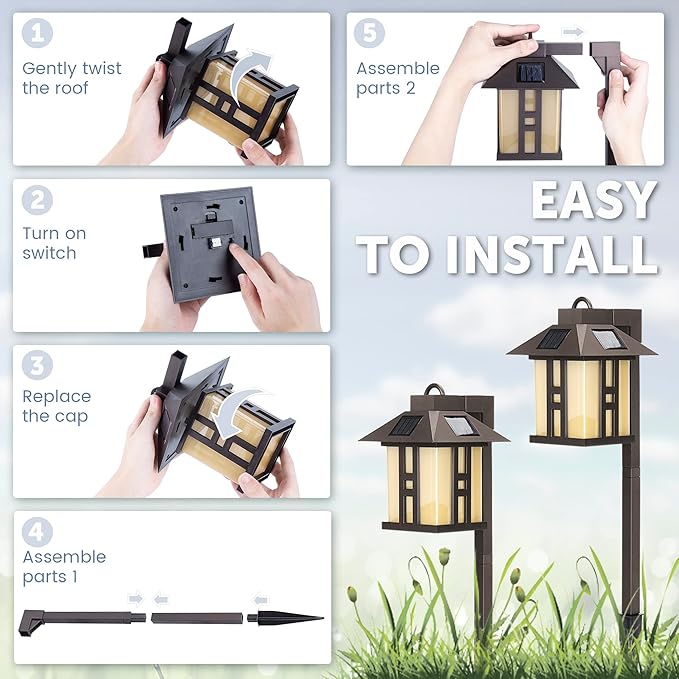 Solar Pathway Lights 4-Pack, Driveway LED