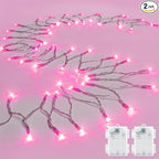 2-Pack 8ft Christmas LED String Lights, Waterproof Timer Lights