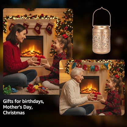 Lyeasw Garden Decor Butterfly Solar Lanterns Waterproof, Christmas Garden Gifts for Women Mom Grandma, Hanging Solar Lights for Outside, Metal Outdoor Decorations for Patio, Yard, Pathway(Bronze)