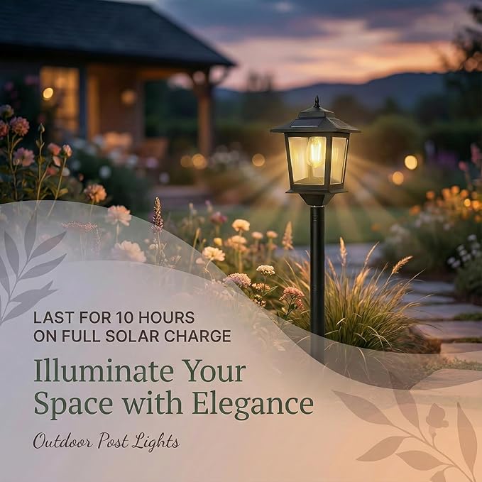 Warm White Solar Pole Lantern, Outdoor Post Lighting