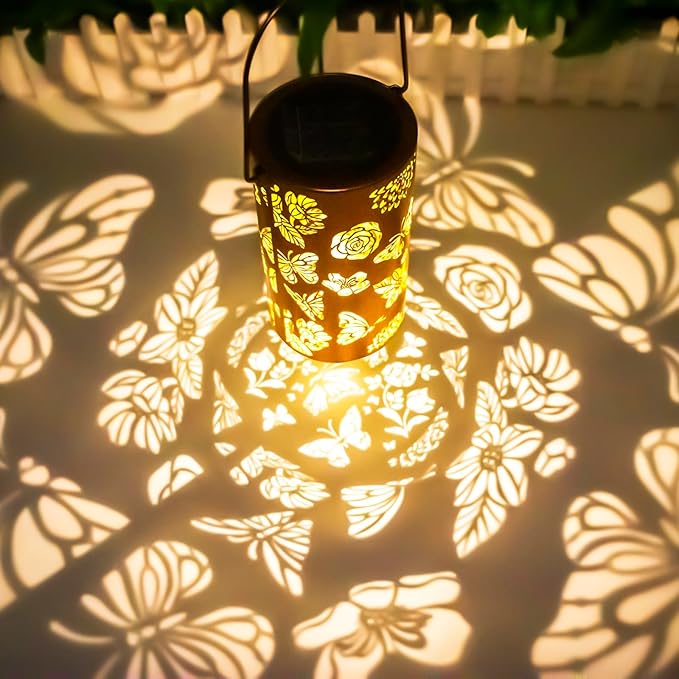 Butterfly Solar Porch Lanterns, Metal Waterproof LED
