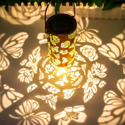 Butterfly Flower Birthday Gifts for Women, Solar Lanterns Outdoor Waterproof, Garden Decor Metal Hanging Decorative Solar Lights for Patio Yard Backyard Porch, Gardening Gifts for Women Mom Grandma