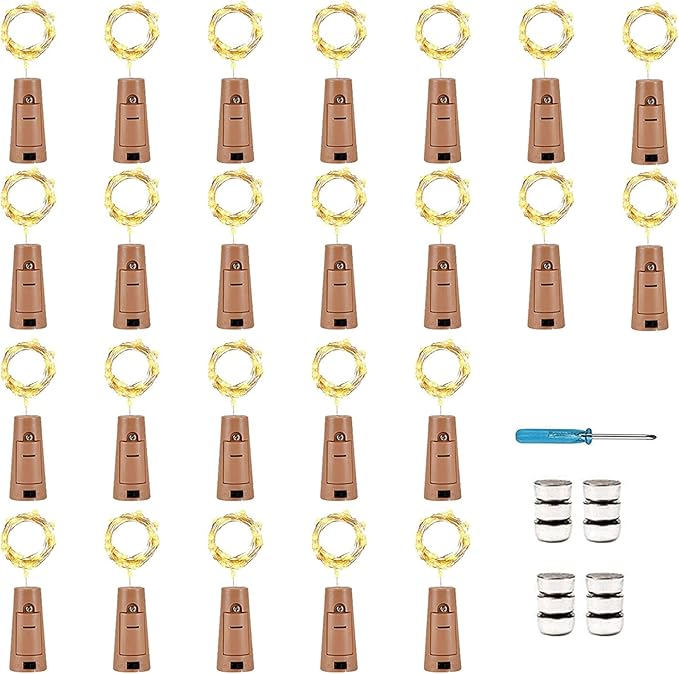 24-Pack 20 LED Christmas Twinkle Lights, Waterproof for Porch