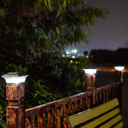 HUYIENO Solar Post Cap Lights Outdoor LED Lighting Deck Fence Cap Light Two Light Modes Warm White/Bright White Suitable for 4x4 Wooden Posts (Brushed Copper, 12pk)