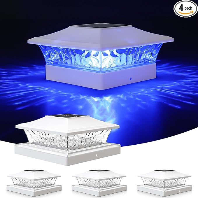 RGB Solar Fence Post Caps 4-Pack, Deck LED