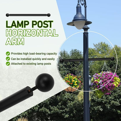 Angoily Steel Lamp Post Cross Arm Ladder Frame 16 Inch Outdoor Light Pole Cross Bar Replacement with Removable Knobs Corrosion Resistant for Front Yard Post Lights