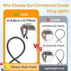 Café-Style Outdoor String Lights, 96ft Globe Bulbs
