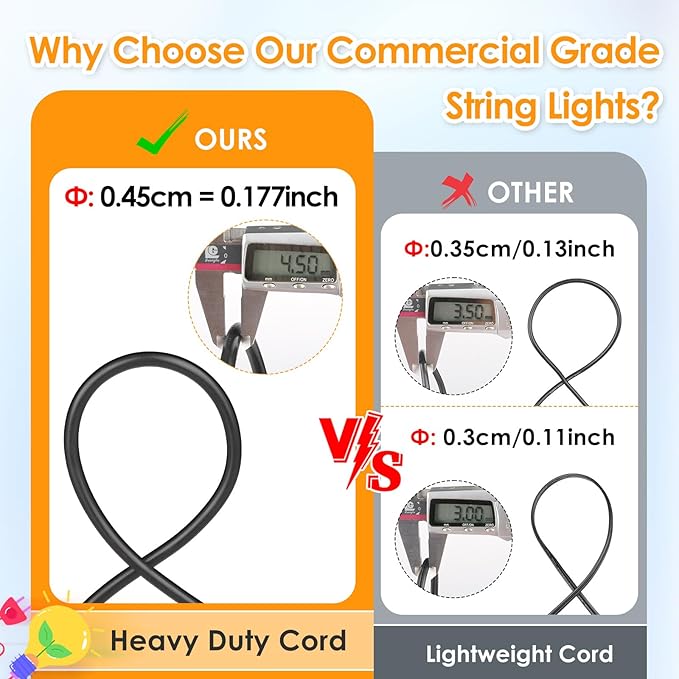 Café-Style Outdoor String Lights, 96ft Globe Bulbs