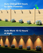 8-Pack Warm White Solar Fence Lights, Outdoor LED