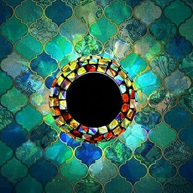 SunKite Solar Table Lights Outdoor Indoor Color Changing Crackle Crystal Glass Night Lights,Waterproof Solar Powered Mosaic Glass Ball Lamp,for Home Room Christmas Decorations (Square)