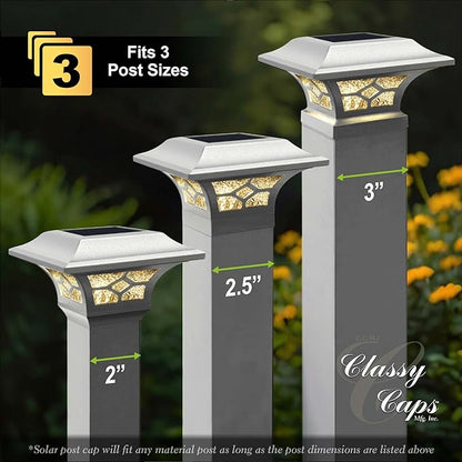 Classy Caps Kingston Solar Post Cap,- Fits 2" x 2", 2.5" x 2.5" and 3" x 3" Posts, Black Powder Coated Aluminum (1)