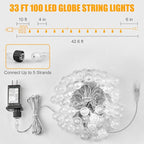 Outdoor String Lights, 33ft Warm White Waterproof LED