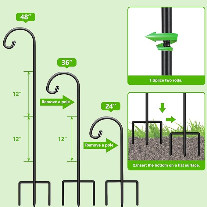 Heavy-Duty Shepherd's Hooks 4-Pack, 48" Garden