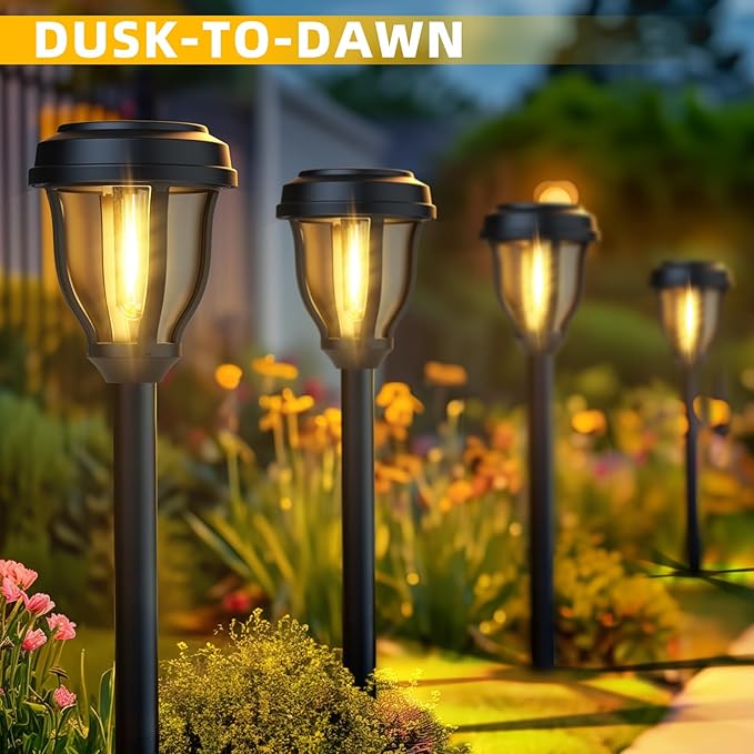 6-Pack Solar Pathway Lights, Waterproof LED Driveway Lights