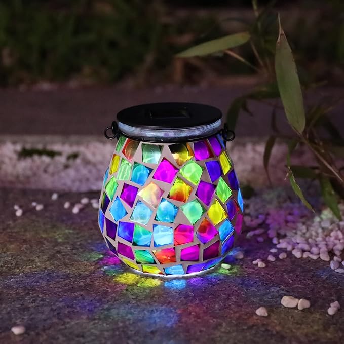 Solar Mosaic Lanterns, Porch Hanging LED Decor