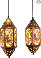 Courtyard Solar Hanging Lanterns 2-Pack, Rustic Yard Decor
