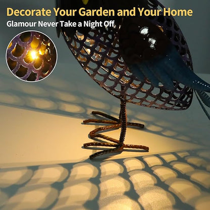 MUMTOP Solar Lanterns Outdoor Waterproof - Colorful Metal Owl Solar Lights Decorative, Hollow Out Owl Light Tabletop Lantern Lamp Ornaments for Yard Patio Garden Outside Decorations