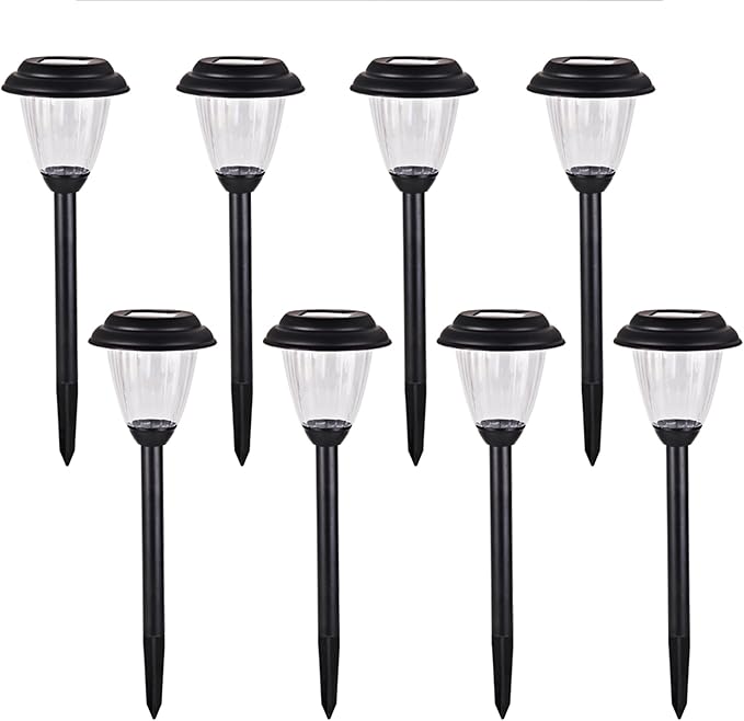 Black Solar Pathway Lights 8-Pack, Garden LED