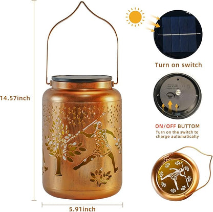 Ape Men Solar Lanterns Outdoor Waterproof, 14.6'' Large Lamps, Upgraded 2000mAH Battery, Metal Christmas Gift, Birthday Gifts for Women Mom Grandma, Garden Yard Patio Lawn Pathway Decor