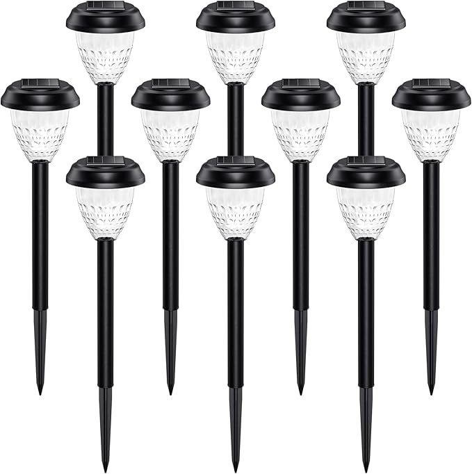 10-Pack Solar Pathway Lights, Waterproof LED Yard Lights