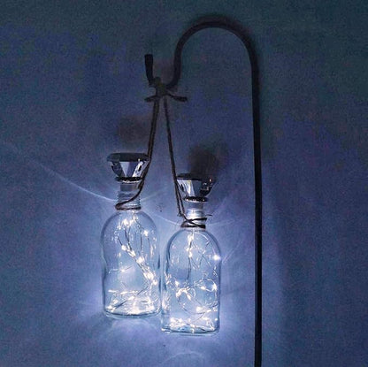 Solar Wine Bottle Lights, 10 Pack Diamond Cork Lights, 20 LED Outdoor Waterproof Fairy String Lights for Garden Wedding Patio（Cool White）