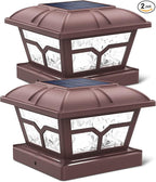 2-Pack Upgraded Solar Post Cap Lights for Patio, LED