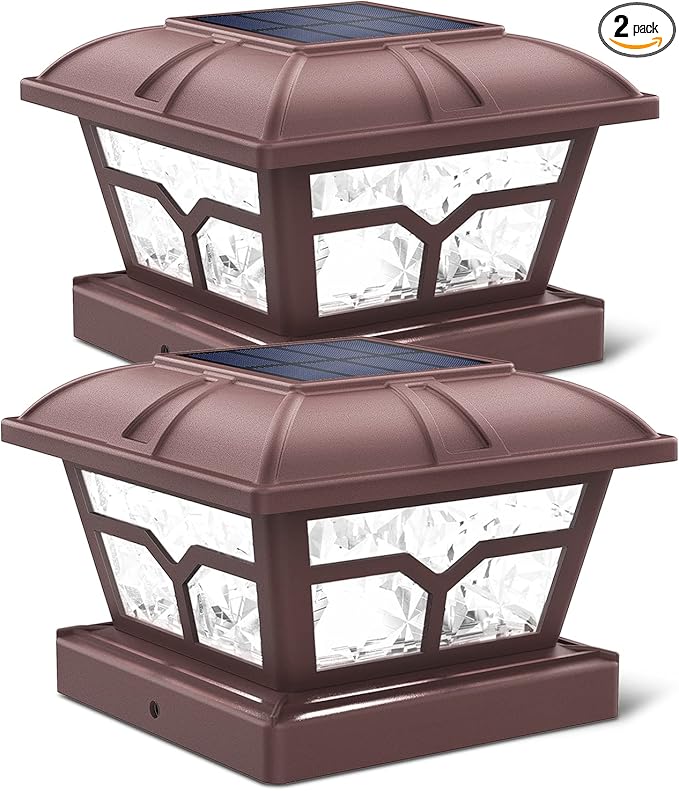 2-Pack Upgraded Solar Post Cap Lights for Patio, LED