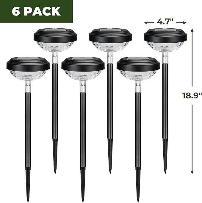 Cool White Solar Pathway Lights 6-Pack, Driveway LED