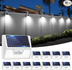 12-Pack Cool White Stair Solar Lights, Waterproof LED