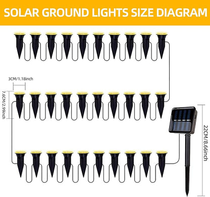 30 LED Solar Ground Lights Outdoor, Waterproof Solar Pathway Lights, LED Landscape Lighting for Garden, Patio, Driveway, Walkway -Warm White