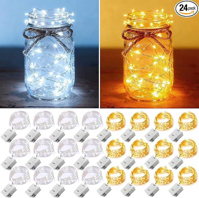 Christmas Fairy Lights 24-Pack, 7ft 20 LED Battery Twinkle Lights