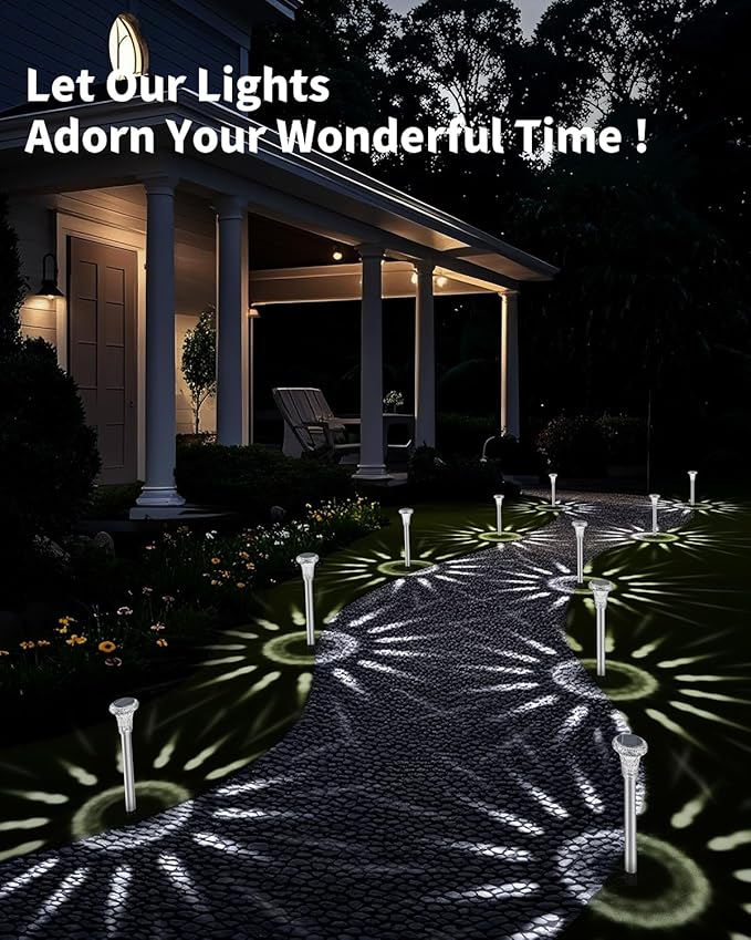 Cool White Solar Pathway Lights 12-Pack, Garden LED