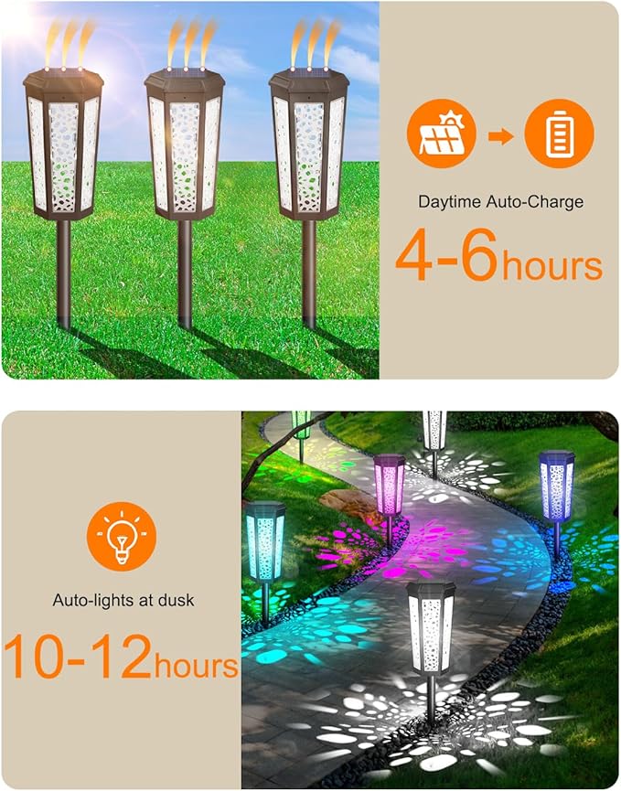Solar Driveway Path Lights 6-Pack, Waterproof