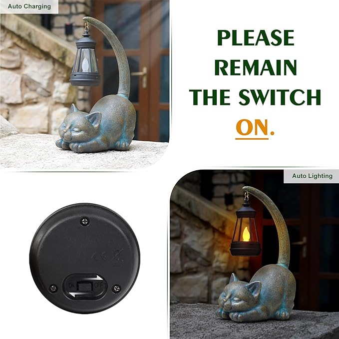 Cat Solar Lawn Figurine Light, Waterproof