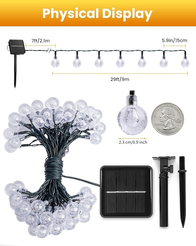 Warm White Yard String Lights, 36ft Weatherproof LED