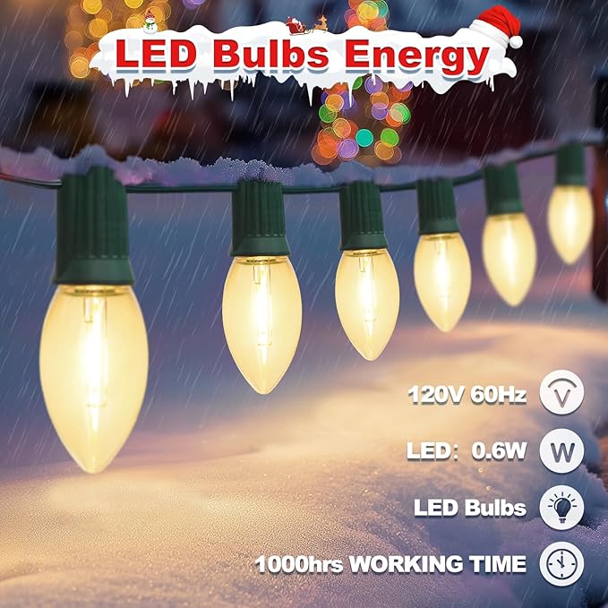 30ft C9 Christmas Walkway Lights, LED