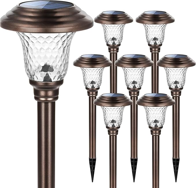 Warm White Solar Pathway Lights 8-Pack, Driveway LED