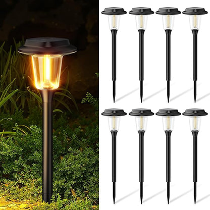 KOOPER Solar Pathway Lights Outdoor, 8 Pack Modern Brighter Solar Powered Landscape Path Lights, IP65 Waterproof Outdoor Solar Garden Lights for Yard Patio Driveway Walkway Lawn Sidewalk Decorative