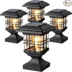 Warm White Solar Fence Post Caps 4-Pack, Patio LED