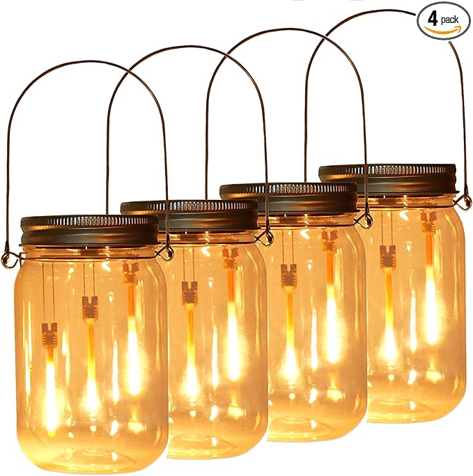 Backyard Solar Lantern Set, Rustic Yard Lighting